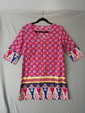 Old Navy Womens Boho Tunic Top M Pink Cotton Beach Cover Up Festival Hippie